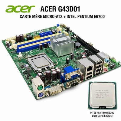Acer G43D01 LGA775 DDR3 + Pentium E6700 Micro ATX Windows 7 Mainboard