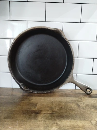 Vintage Wagner Ware Sidney O Cast Iron nickel plated Skillet 1401C RARE Find