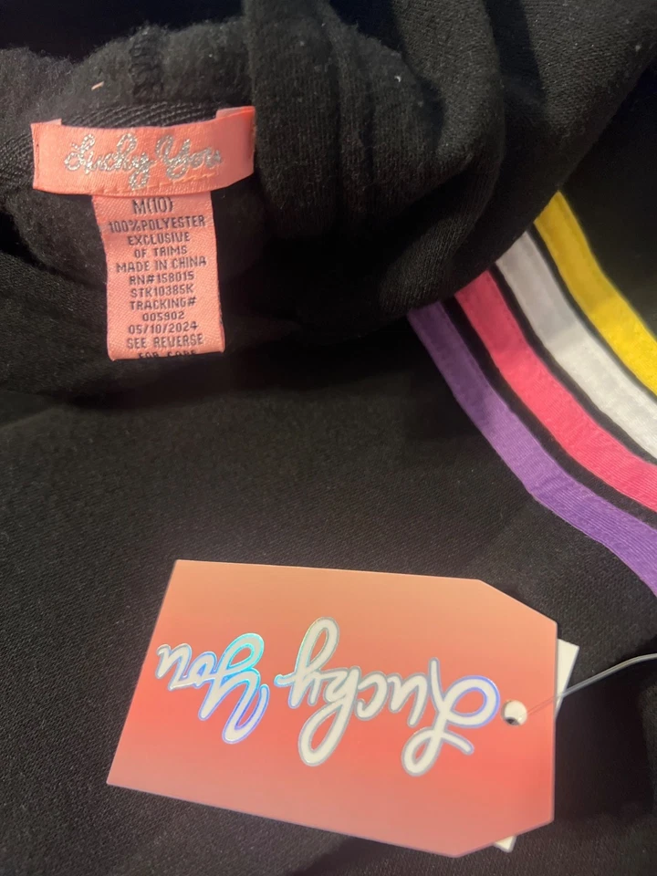 Lucky You Girls 2 Piezas Traje de Sudadera con Capucha Pantalones de Sudadera Rayas Corazón Talla M 10 Nuevo con Etiquetas Foto 4 de 4