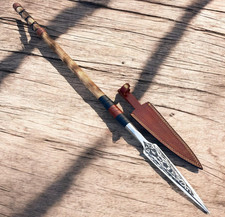 Hand Forged Viking Norse Spear Replica High Carbon Steel Blade Wooden Shaft