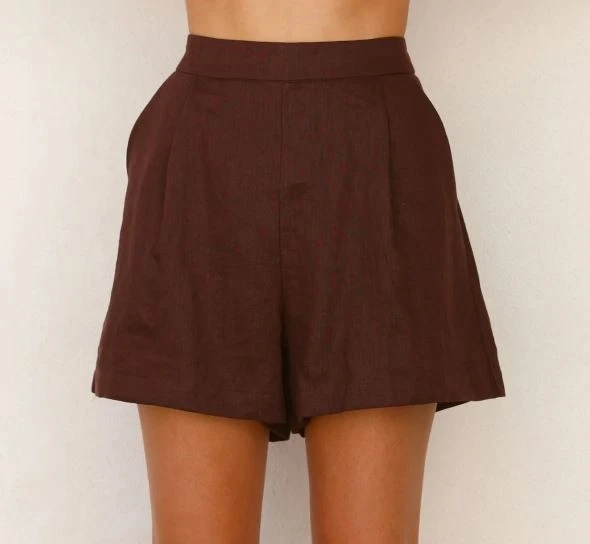 BNWT Billy J Size 6 Womens Linen Short Brown RRP 89.95