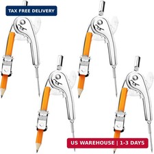 4 Pieces Compass for Geometry with Pencil, Metal Geometry Drawing Tool Co