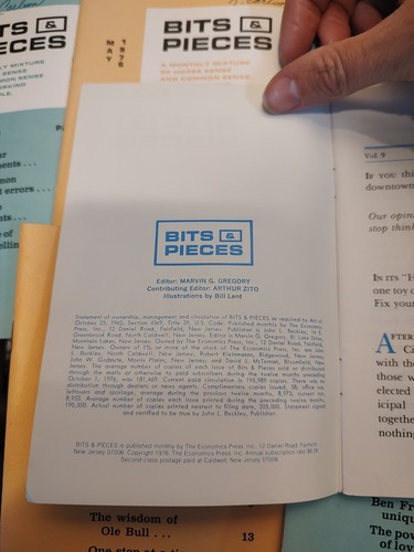 Lot of 25 Bits & Pieces Monthly Booklet Economic Press - Humor, 1974 1975 & 1976 - Picture 11 of 16