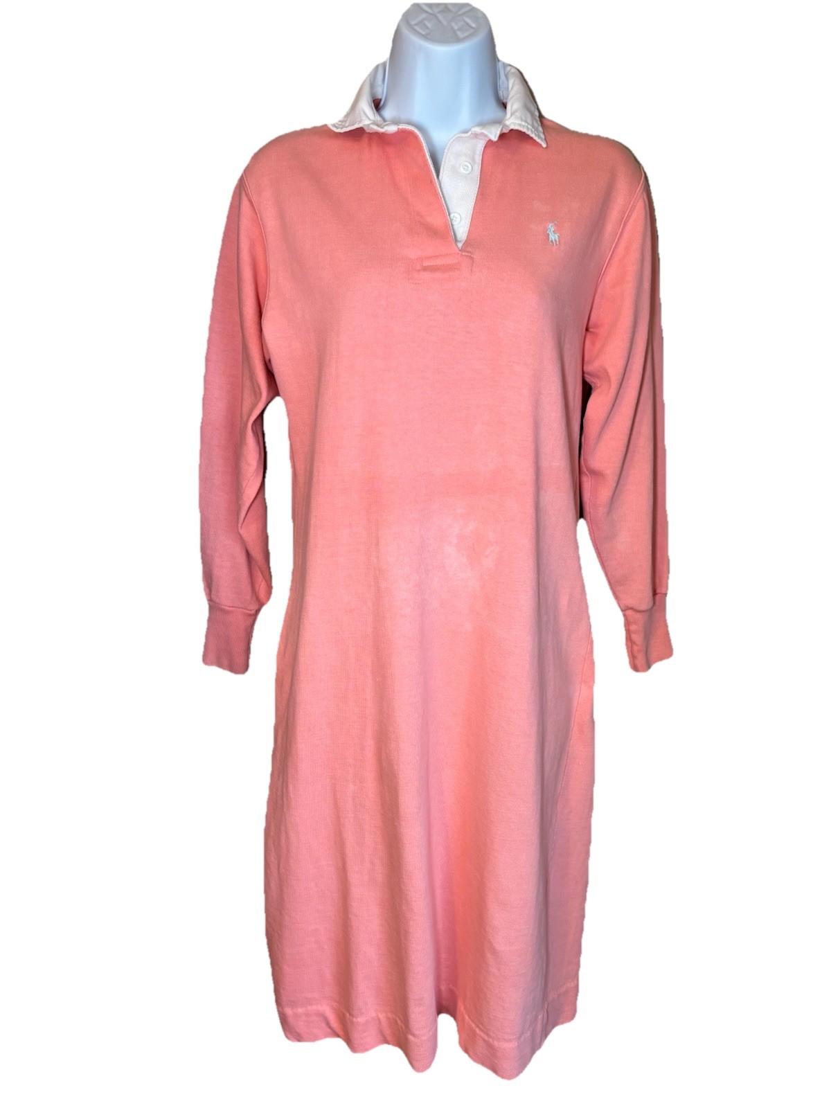 Rare 1980s Vintage Ralph Lauren Rugby Polo Women’s Dress Coral Pink Size Medium