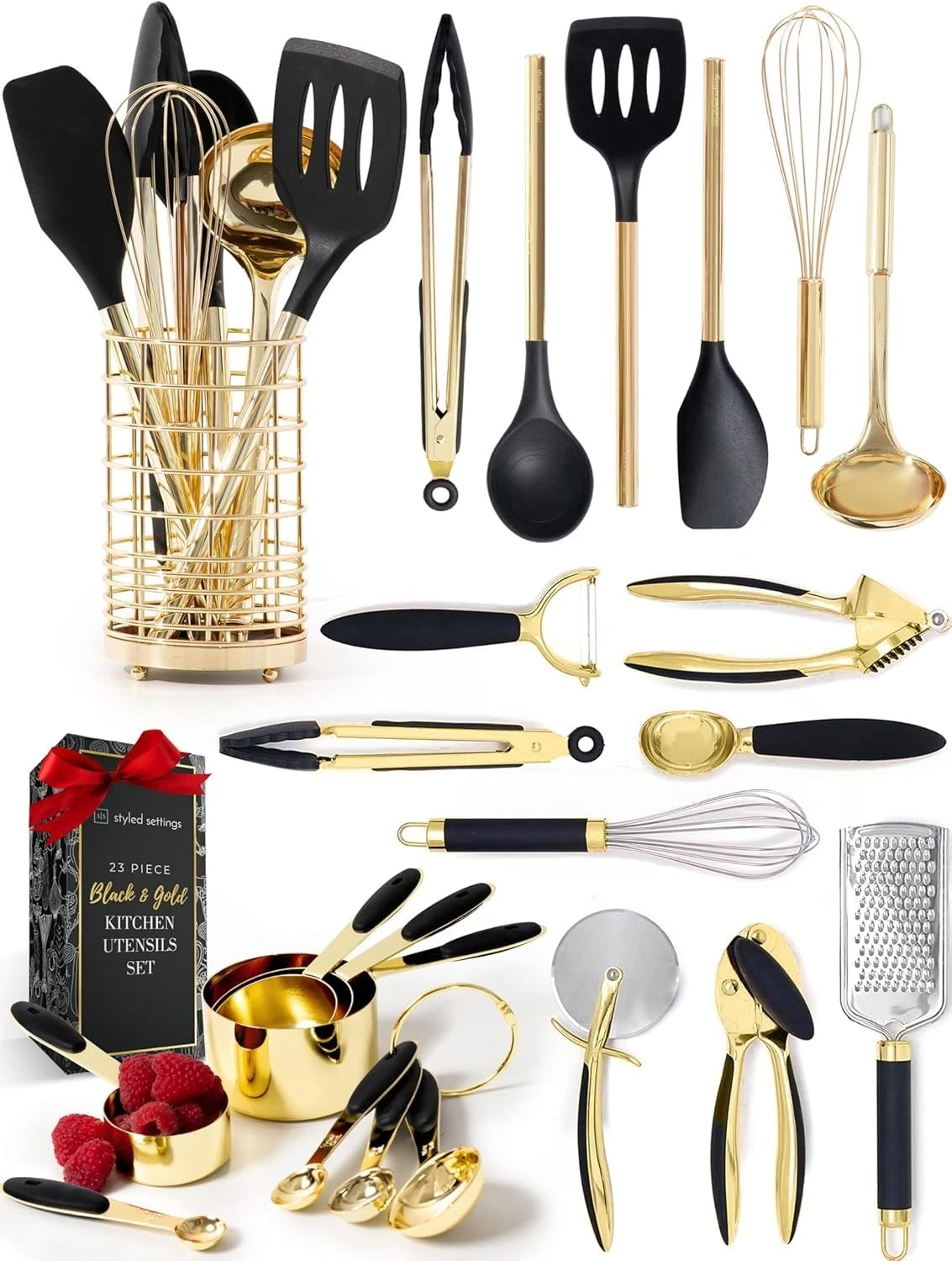 Black and Gold Kitchen Utensils Set - 23-Piece Luxury Kitchen Accessories Inc...
Opens in a new wind