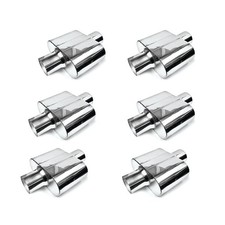 Pack of 6 Single Chamber Performance Race Exhaust Mufflers 2.5" Center