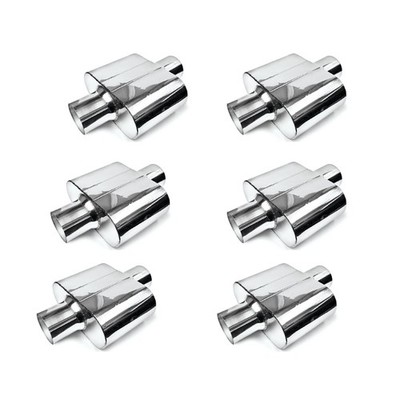 Pack of 6 Single Chamber Performance Race Exhaust Mufflers 2.5'' Center