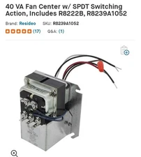 Resideo R8239A1052 Fan Center SPDT Switching 40 VA Honeywell GE