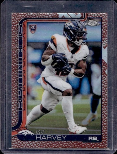 2025 Topps Chrome RJ Harvey Rookie RC Football Leather Refractor #330 Broncos