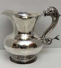 Missiaglia 1846 Italy Solid Sterling Silver Pitcher w Dolphin Handle