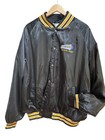 Vtg Black Satin Trucker Bomber Jacket 1980 Werner Enterprise Size 4XL Embroidery