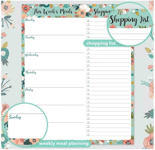 Weekly Meal Planner - Grocery List Magnetic Notepads 7" X 9" Meal Planning Pad w - Picture 2 of 3