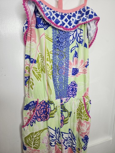 Matilda Jane Girls The Adventure Begins Horseshoe Long Tank Ruffle Romper Sz 8 - Picture 4 of 7