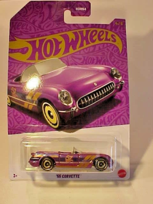 3 INCH 1955 Corvette Hot Wheels 57th Anniversary Purple And Gold 1