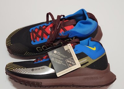 Nike Women's React Pegasus Trail 4 GTX Running Shoes Black Blue Brown Sz 7.5 New