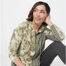 NWOT LOGO LOUNGE Green French Terry Full Zip Hoodie Women’s XXS Relaxed