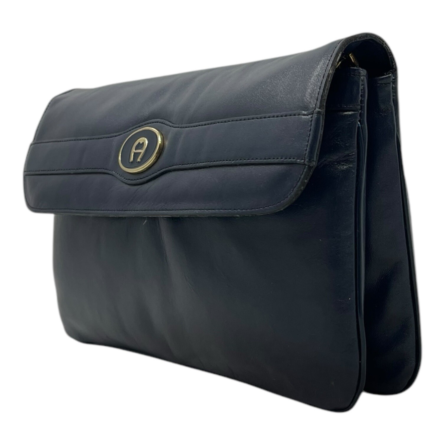 Vintage 60s 70s ETIENNE AIGNER Leather Clutch Bag Handbag Convertible NOS NAVY image 6