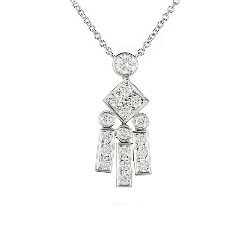 TIFFANY Co. Legacy Platinum Diamond Drop Pendant Necklace