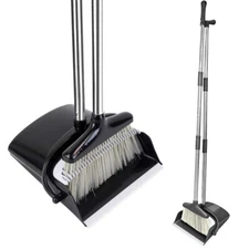 Broom and Dustpan Set With Sturdy Long Handle Combo For Kitchen Indoor Outdoor