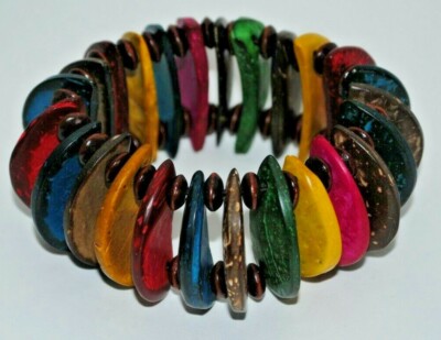 STRETCH BRACELET Colorful Half Circle shell Multi Color Stretch Bracelet 