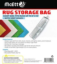 Rug Storage Bag and Zip Tie - WITH Vent Holes - Heavy Giant - 9' x 12', Clear