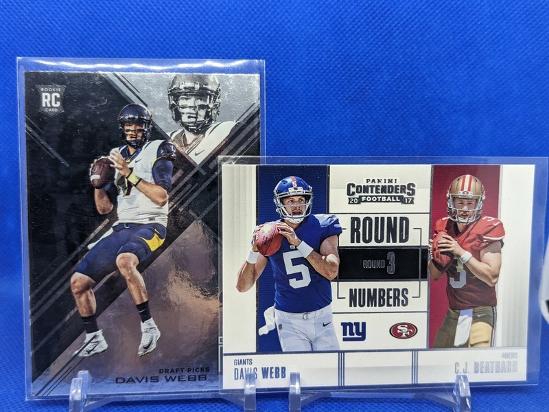 Davis Webb 2 Card Rookie Lot 2017 Panini Elite Draft And Contenders Round Number