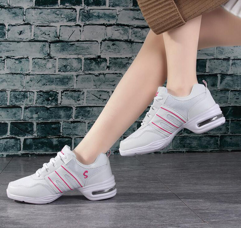 Chaussures de danse en cuir véritable pour femmes, baskets modernes à