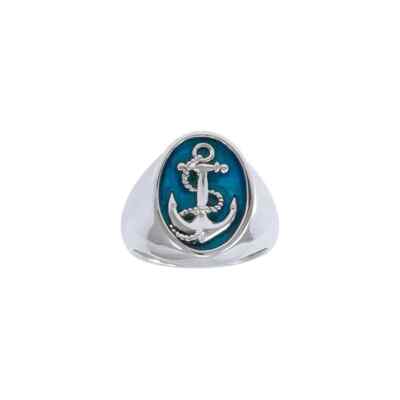 Ancre Corde Nautique 925 Bague en Argent Fin Mer Ocean Bijoux