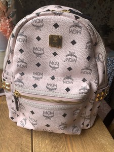 mcm pink studded backpack