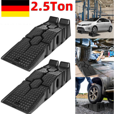 2 Stücke Auffahrrampe Kunststoff Hebebühne Rampe PKW 2.5 Tonnen Verladerampe KFZ