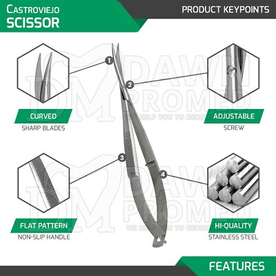 ARTMAN INSTRUMENTS Micro Scissors 4.5 Castroviejo Stitch Cutting Spring Action ARTMAN INSTRUMENTS Micro Scissors 4.5 Castroviejo Stitch Cutting Spring Action