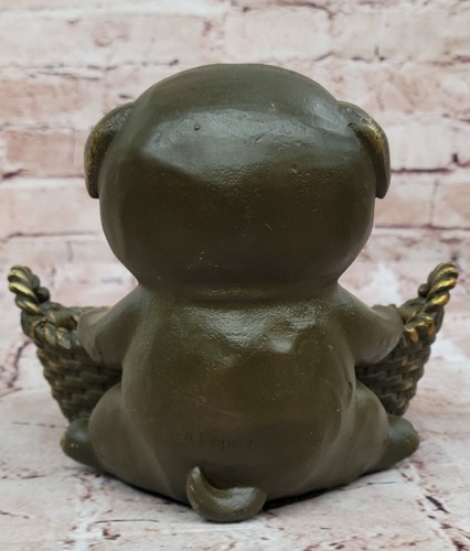Functional Art – M. Lopez Puppy Dog Bronze Sculpture, Key Dish, Signed Collectib - 第 5/10 張圖片