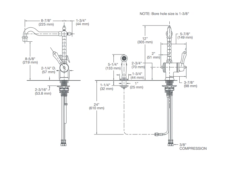 Grifo Cocina DXV COCINA VICTORIANA CROMO D35402000.100 Foto 4 de 4