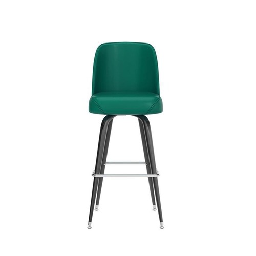 Commercial Quality Metal Restaurant Barstool with Green Vinyl Swivel Bucket Seat - Picture 5 of 9