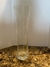 Clear Panel Flared Vase - Glass - 12  tall- 6 sided
