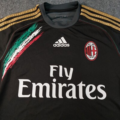 AC Milan Adidas Soccer Jersey Men's Medium Black 2013 Formotion