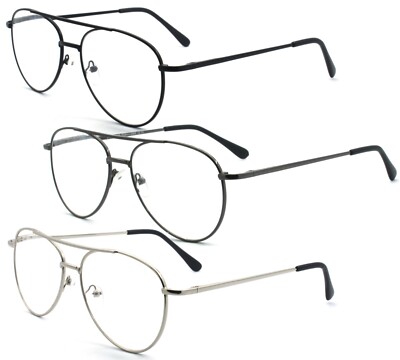 EYE ZOOM Metal Frame Aviator Style Reading Glasses with Spring Hinge for Men and
