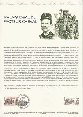 Philatelic Document A4 Museum Post 1984 HAUTERIVES IDEAL PALACE FACTOR HORSE