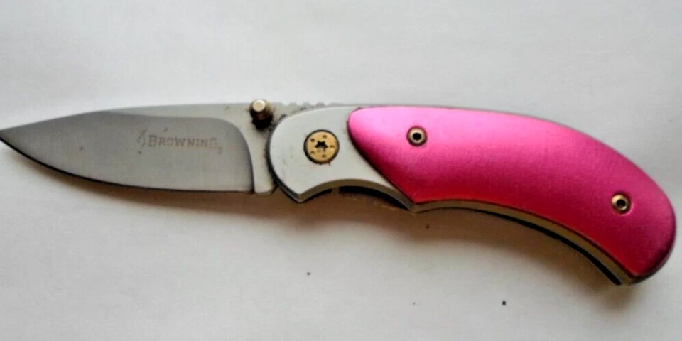 Navaja de Bolsillo BROWNING MODEL 222, Rosa, Liner Lock, Clip para Cinturón, Usada Foto 4 de 4