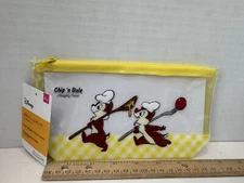 Daiso Disney Chip n Dale  Boat shaped Vinyl Pouch  4.5" x 8"  Zipper New