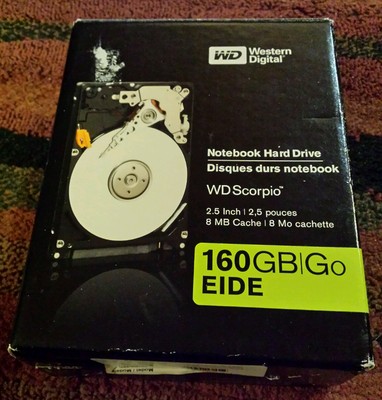 Western Digital Scorpio 160GB Notebook Hard Drive Factory Sealed Disc Open Box