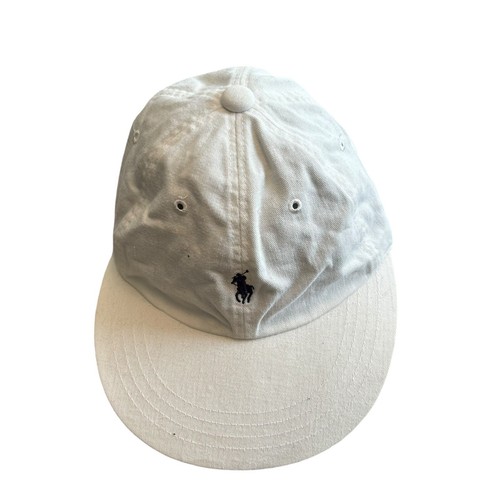 Vintage Ralph Lauren Polo Cap Made In USA White Blue Pony Adjustable One Size - Picture 2 of 4