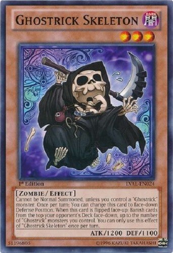 Yugioh - Ghostrick Skeleton - 1st Edition - NM - Plus Free Holographic Card