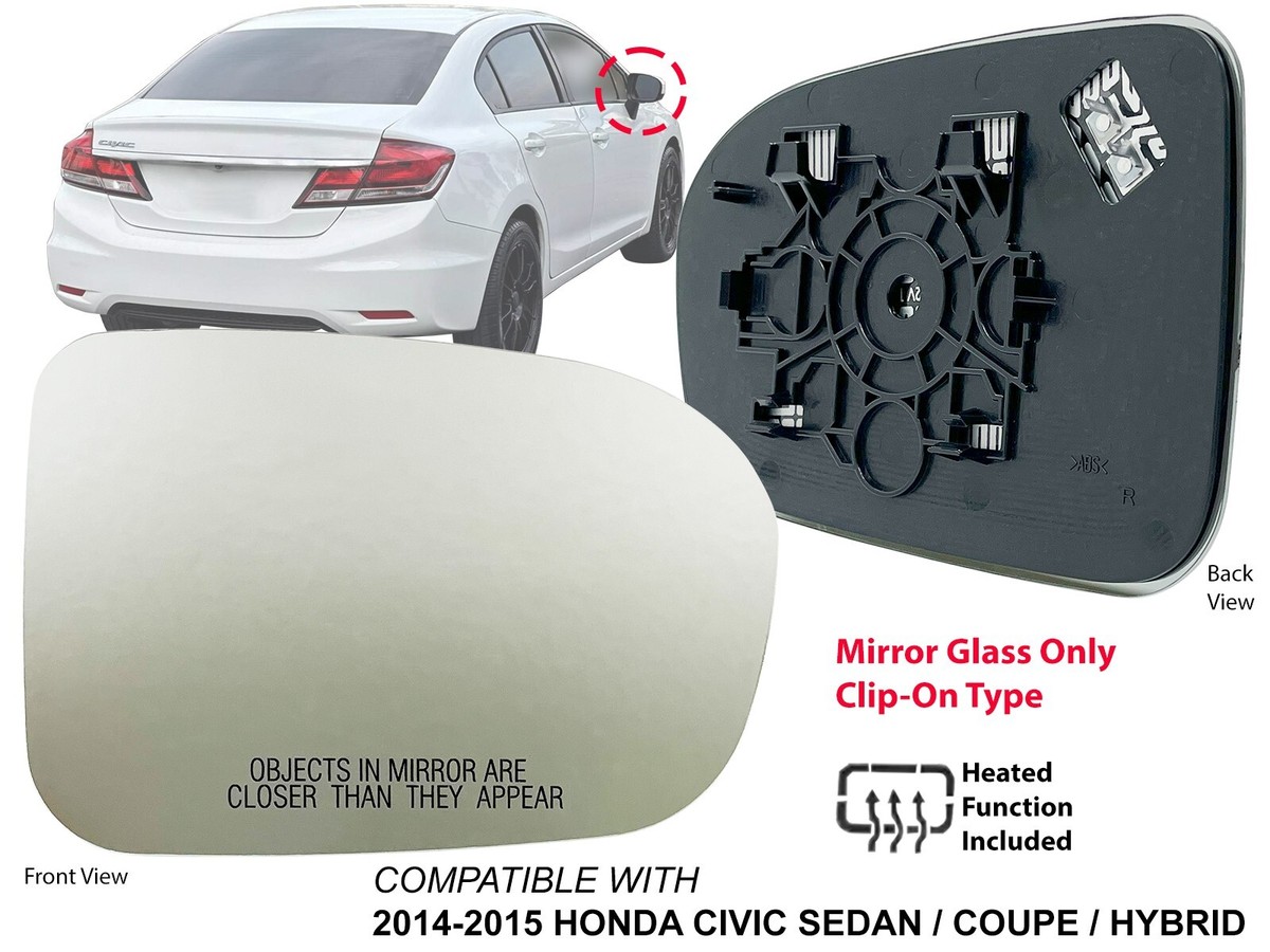 For 2014 2015 HONDA CIVIC Mirror Glass Heated Passenger Right Side