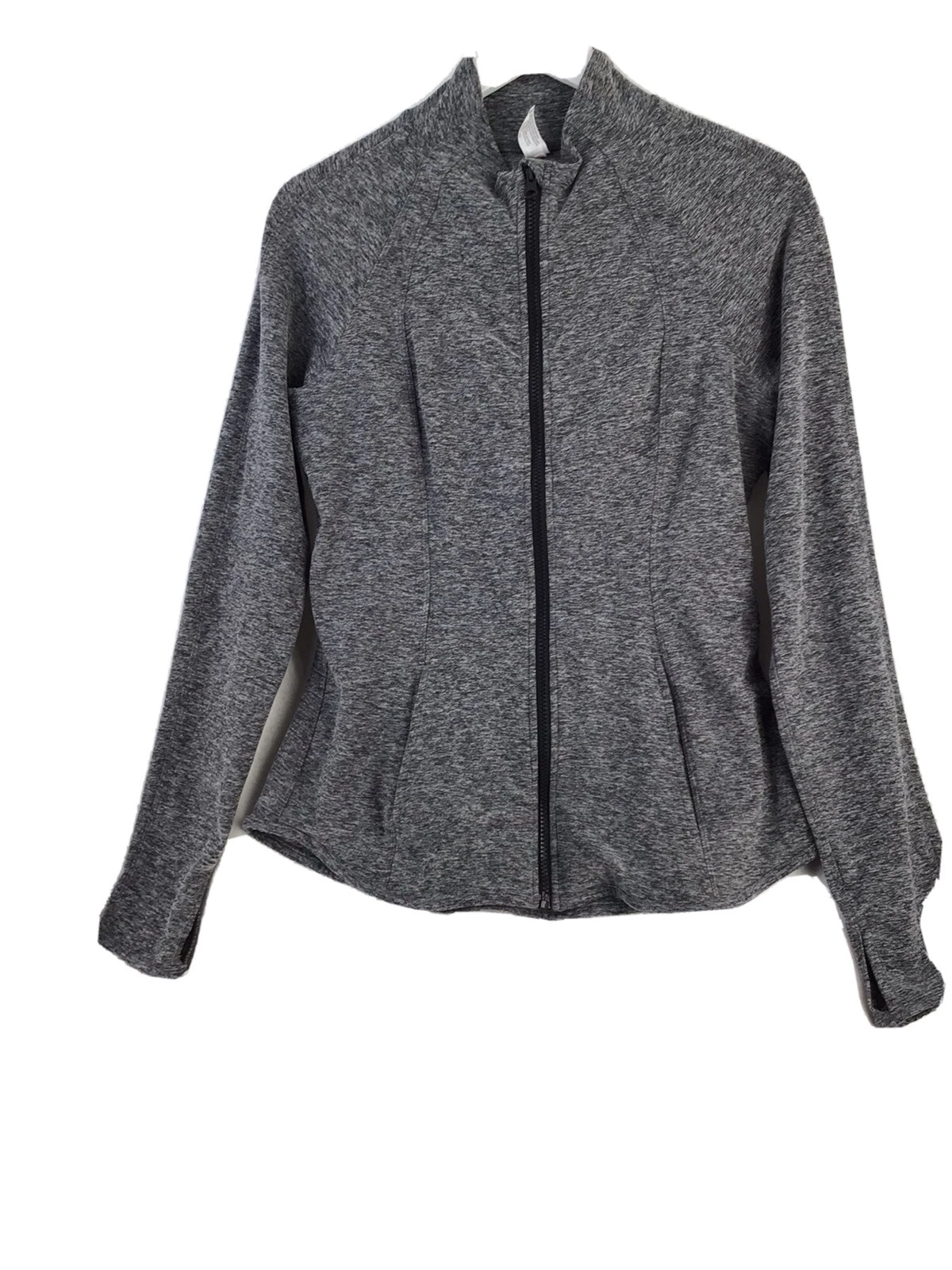 yogalicious lux heather flared bottom fitted full zip jacket