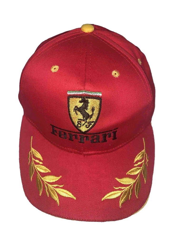 Chapéu/logotipo bordado Ferrari vintage com alça ajustada vermelho tamanho 54cm 100% berço - Imagem 2 de 4