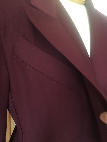 Claude MONTANA Stunning Wool Skirt Suit Unworn Maroon/Oxblood 1990's 40/6 - Picture 3 of 12