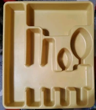 VTG Rubbermaid Harvest Gold Silverware Flatware Utensil Drawer Organizer 2922