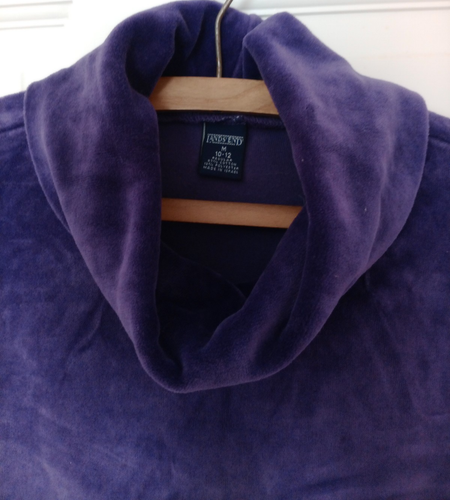 Woman's Lands End purple velour long Sleeved cowl neck top Medium 10-12 regular - Picture 2 of 4