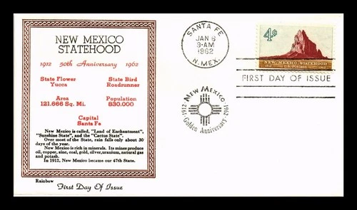 DR JIM STAMPS US COVER NEW MEXICO STATEHOOD 50TH ANNIVERSARY FDC RAINBOW CACHET